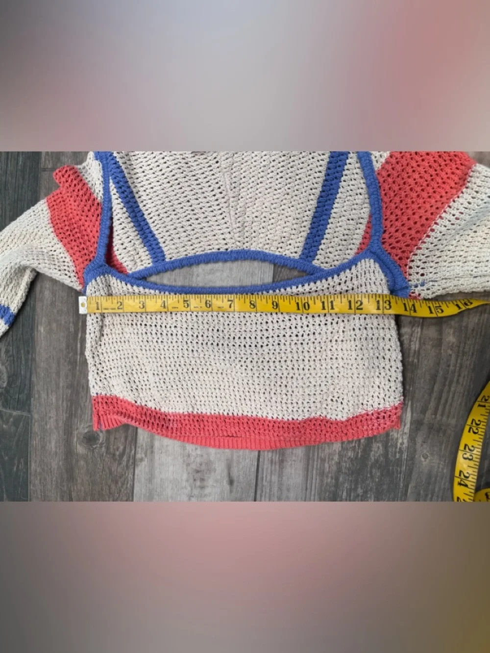 Free People FB Beach Love Me Long-Sleeve Fauxchet Striped Sweater Top Sz Small